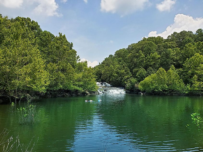 Spillway at Lake Kinkaid in Summer Time ,via Jon Kraft / Shutterstock.com