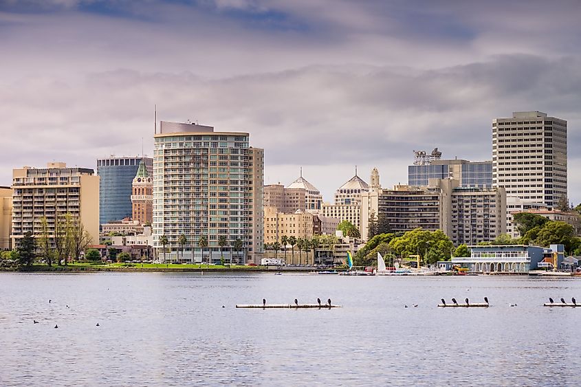 Downtown Oakland as seen from across Lake Merritt