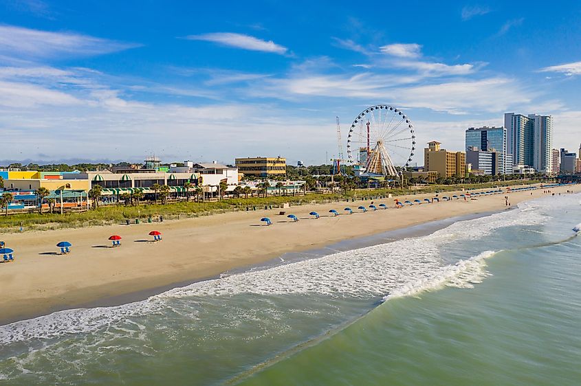 The coastal resort town of Myrtle Beach in South Carolina.