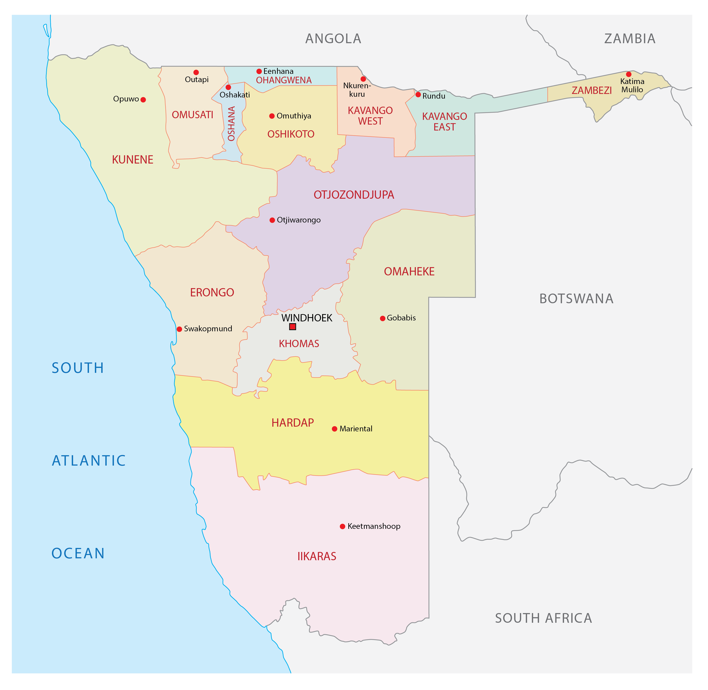 Namibia Map Regions