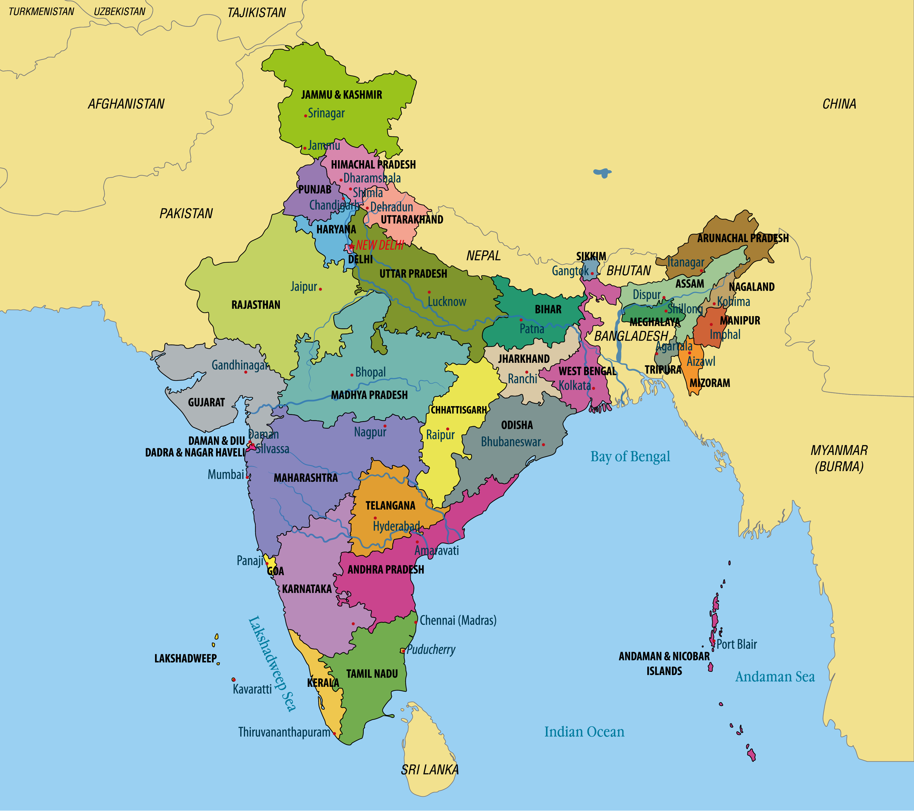 All India Map With States