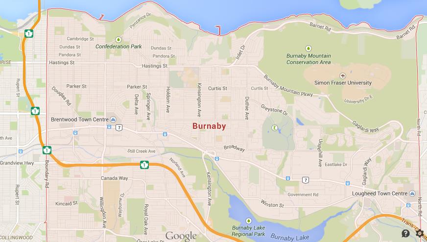 Map of Burnaby - World Easy Guides