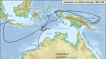 Map Showing William Dampier's 1699 Expedition Route