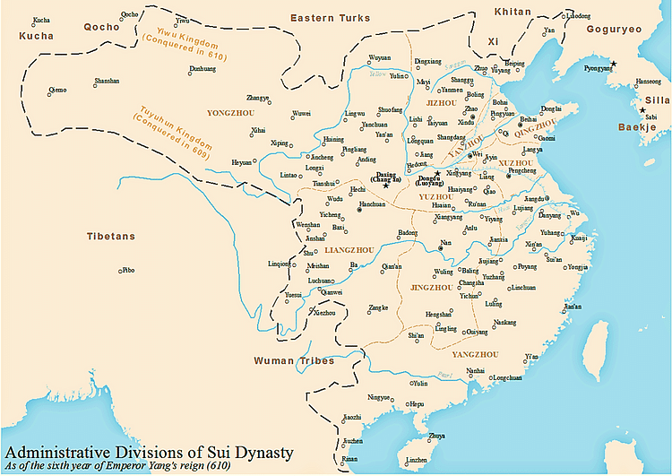 Sui Dynasty Map (Illustration) - World History Encyclopedia