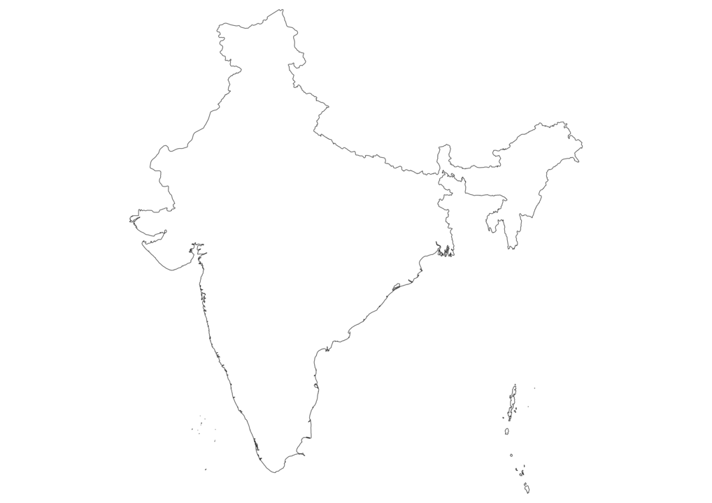 Blank Outline Map Of India