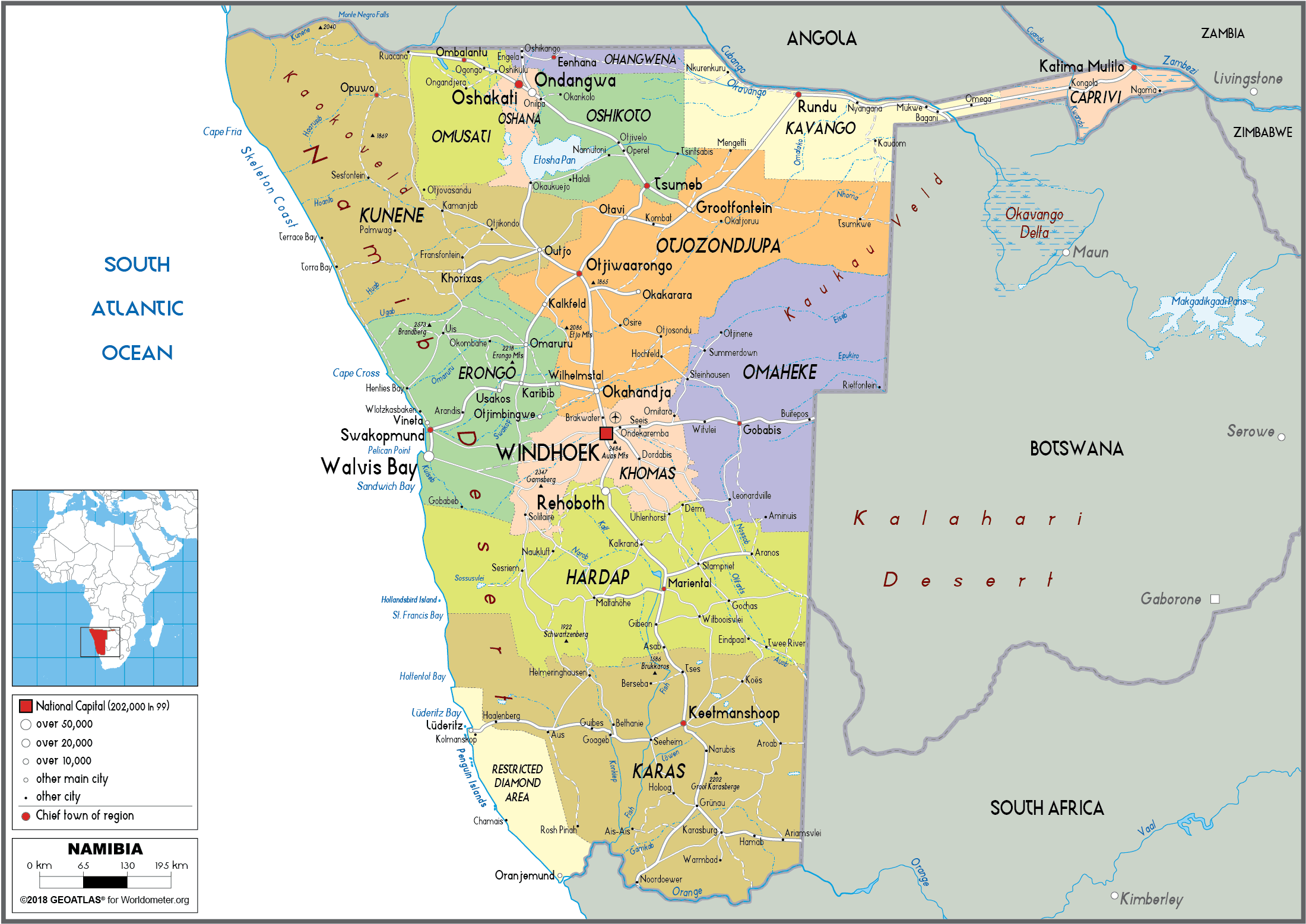 Printable Namibia Map