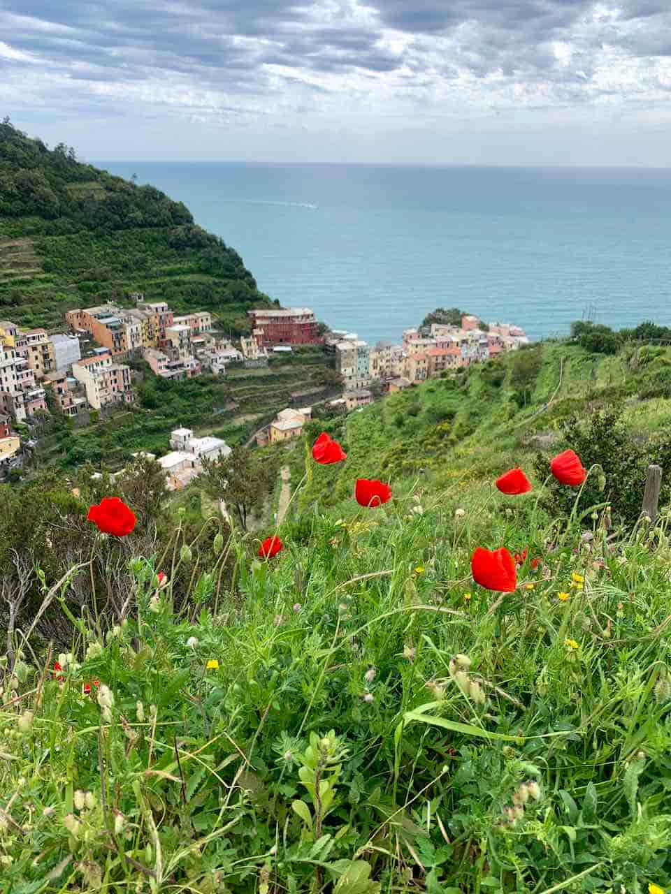 A view of Riomaggiore on a Cinque Terre hike