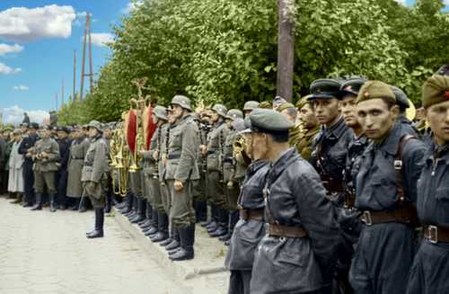 Parada najeźdzców w Brześciu Litewskim 1939 r.