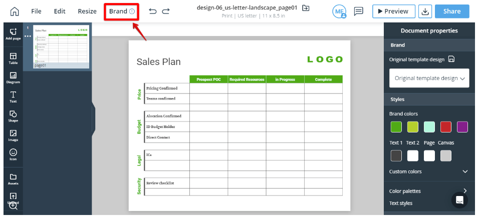 Apply your business brand automatically in your template with Xara Cloud