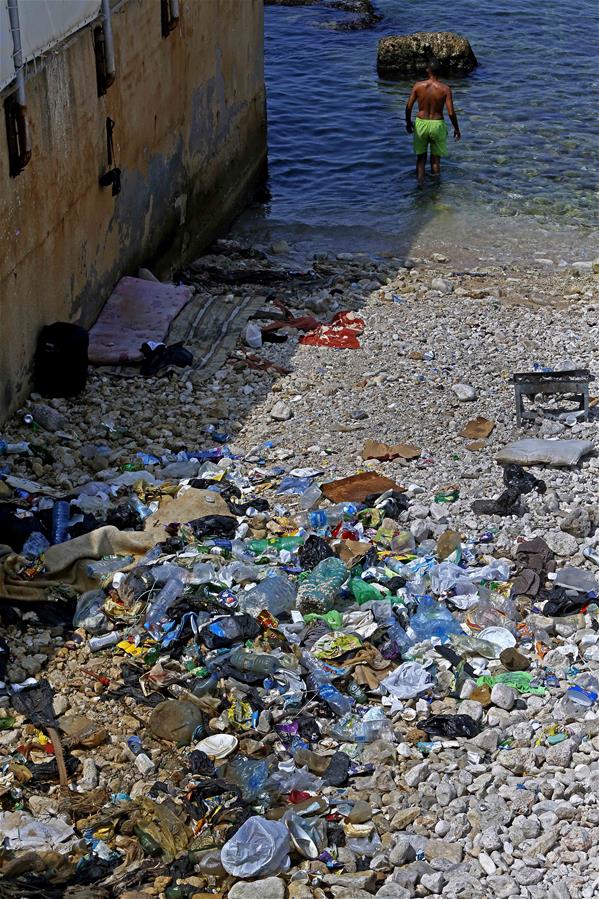 Garbage piled up on sea shore of Beirut, Lebanon - Xinhua | English.news.cn