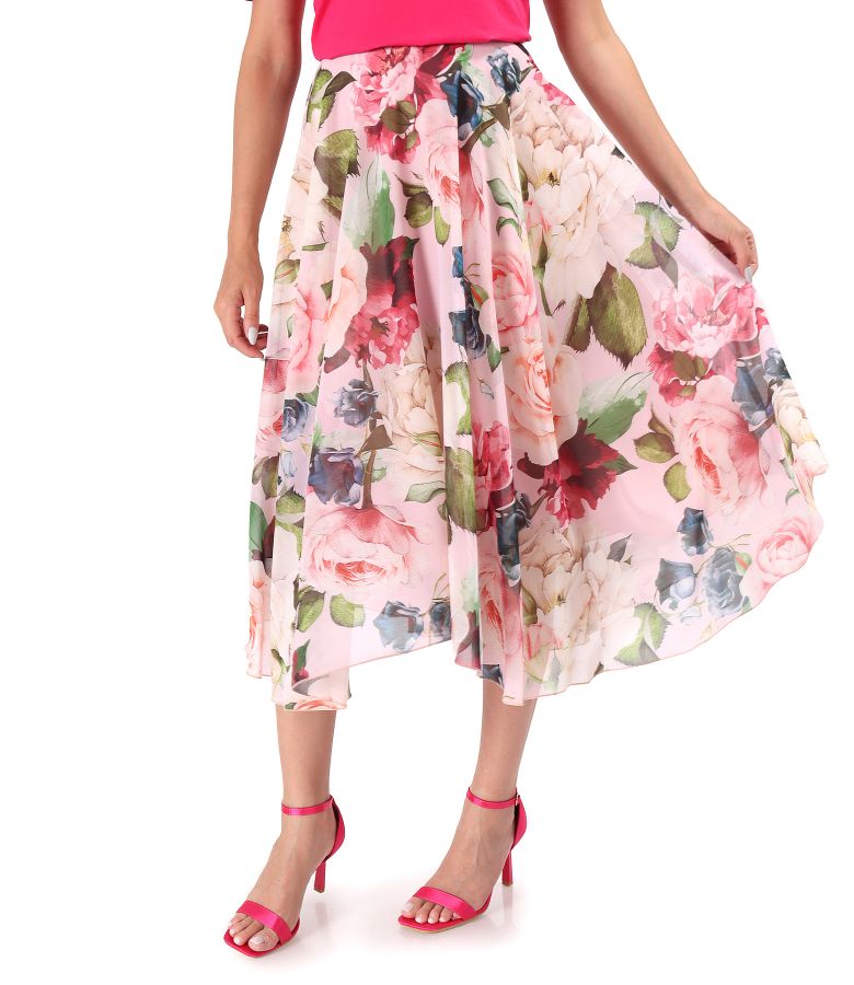 Voile dress printed with floral motifs