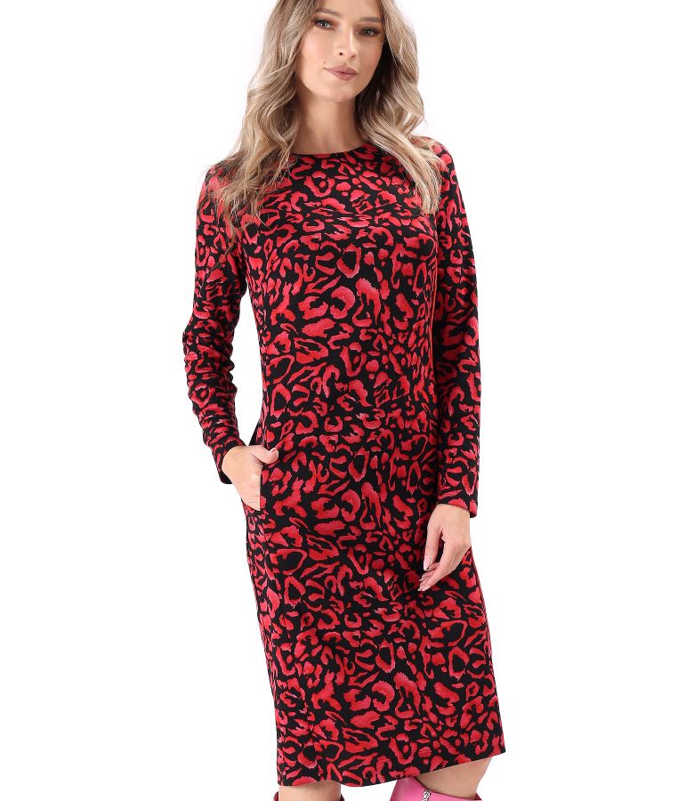 Elegant dress made of thick elastic jersey with animal print