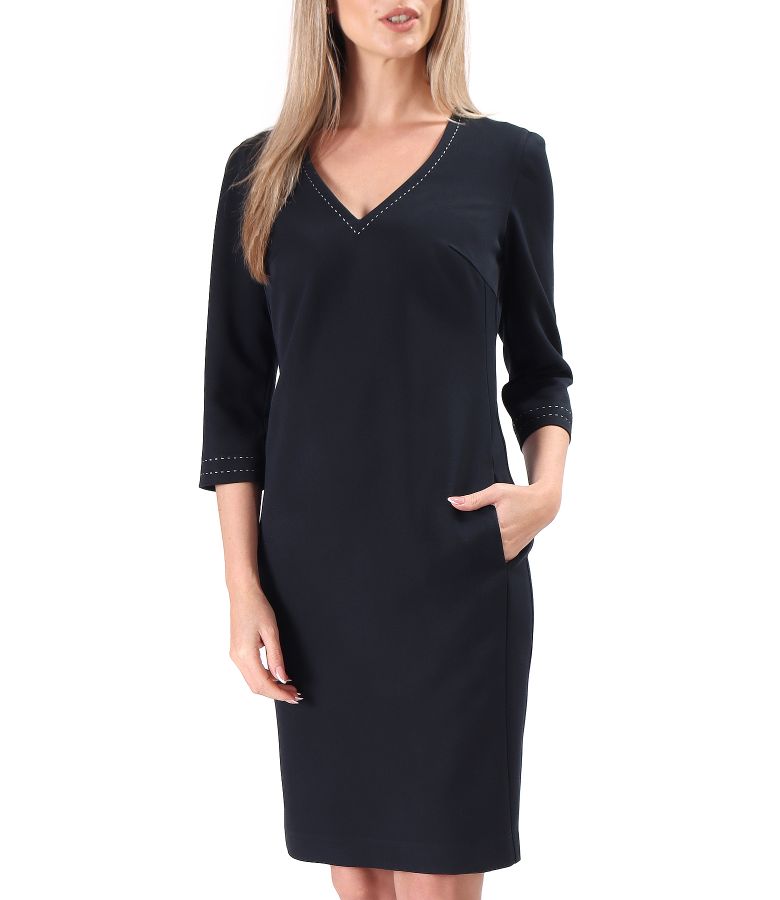 Office dress made of elastic fabric with viscose