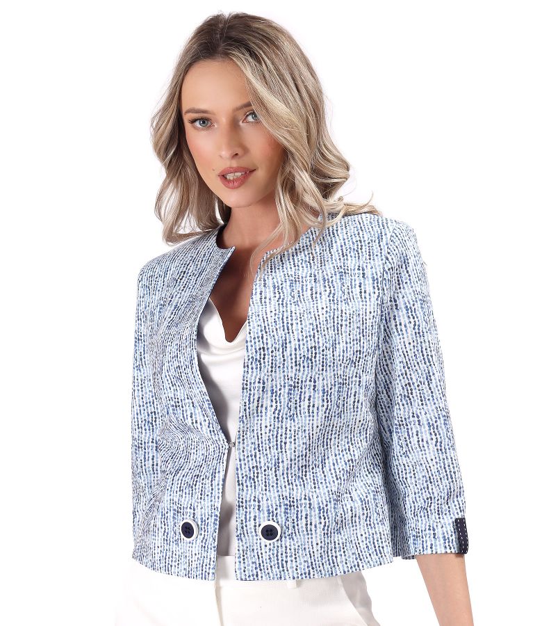 Elegant printed elastic cotton jacket