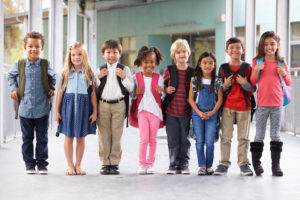 A group of young students at school. 