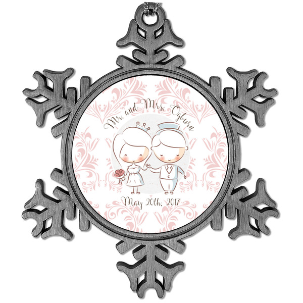 Custom Wedding People Vintage Snowflake Ornament (Personalized)