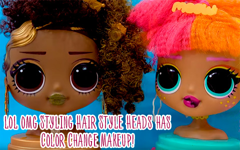 New LOL OMG Royal Bee and Neonlicious Styling Hair Style Heads has Color Change Makeup!