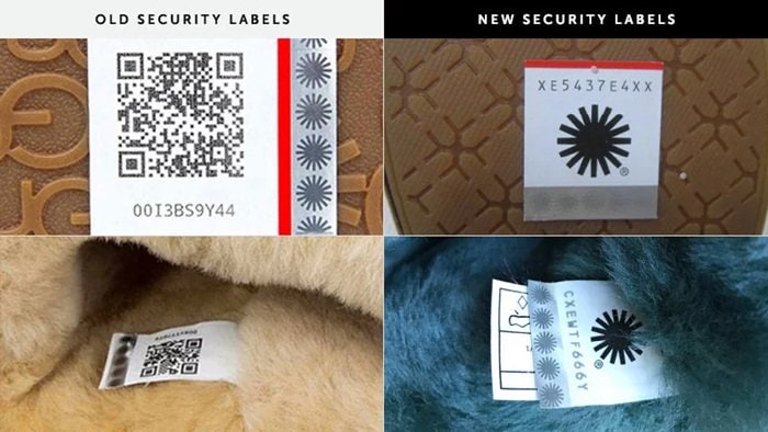 Scanning the QR code on UGG security labels allows you to verify the product's authenticity directly through their official website