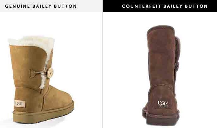 Authentic UGG boots, like the Bailey Button style, are designed to stretch and mold to the wearer's feet over time, while counterfeits lack this adaptability and comfort