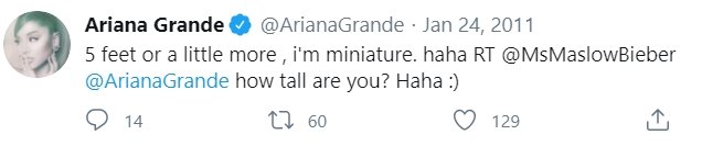 Ariana Grande says her height is 5 feet or a little more