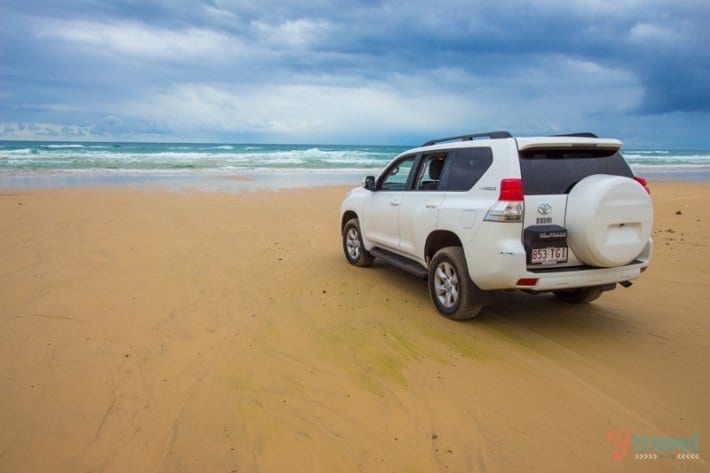 4wd on beach Fraser Island, Queensland, Australia