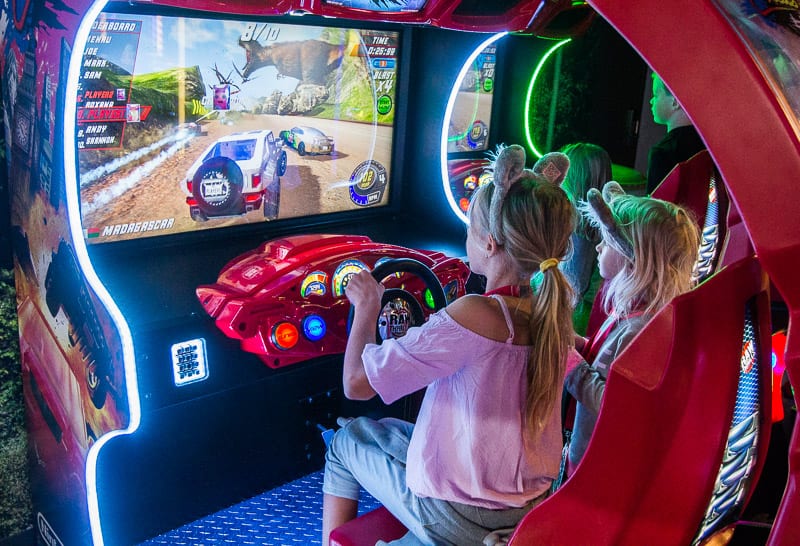 girls playing  Arcade gamesat Great Wolf Lodge, Minnesota