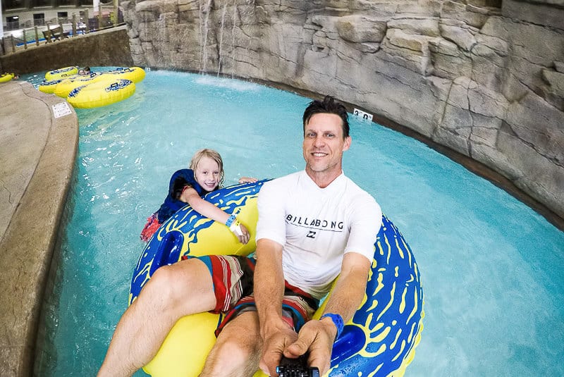 man and girl on Lazy River at Great Wolf Lodge, Minnesota