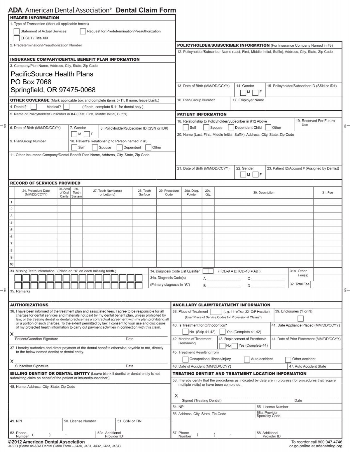 Claim Form - PacificSource