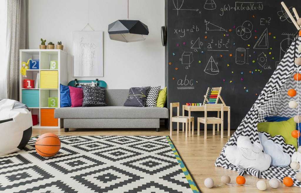 A study room looks best with a chalkboard wall