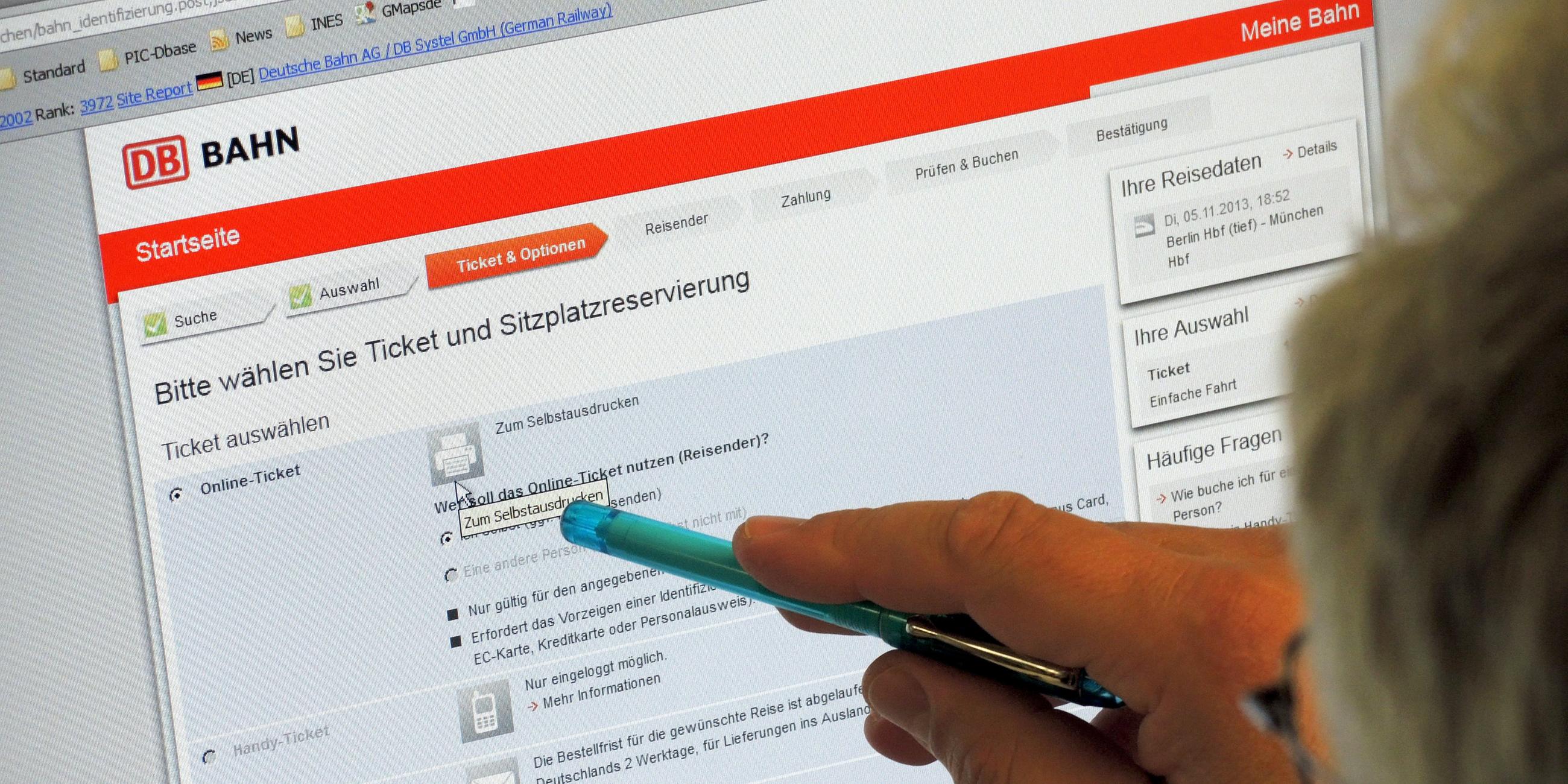 Online-Ticketkauf bei der Bahn