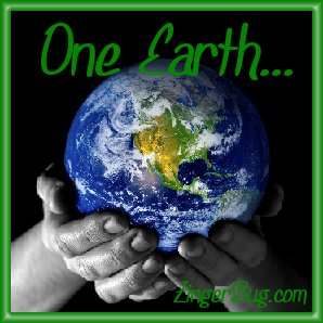 Click to get the codes for this image. Earth Day Photo of 2 hands holding a globe. The comment reads: One Earth...