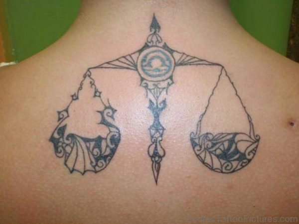 Awesome Libra Tattoo On Back