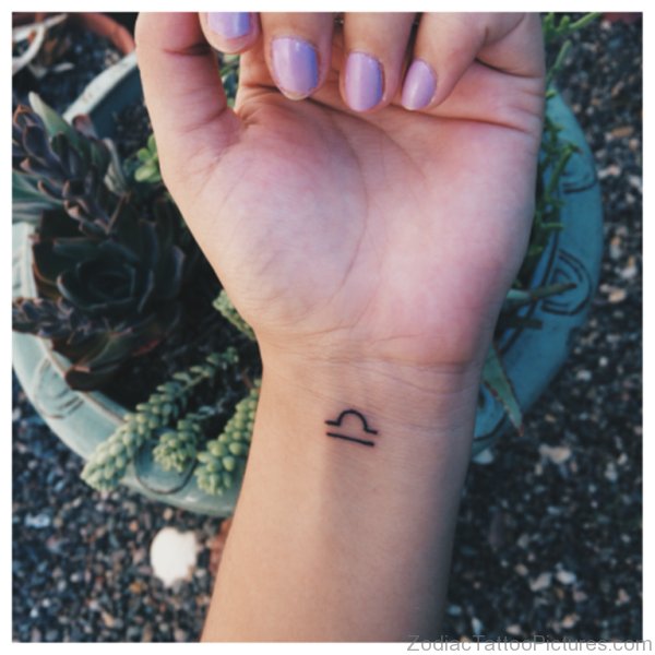 Tiny Libra Tattoo On Writs