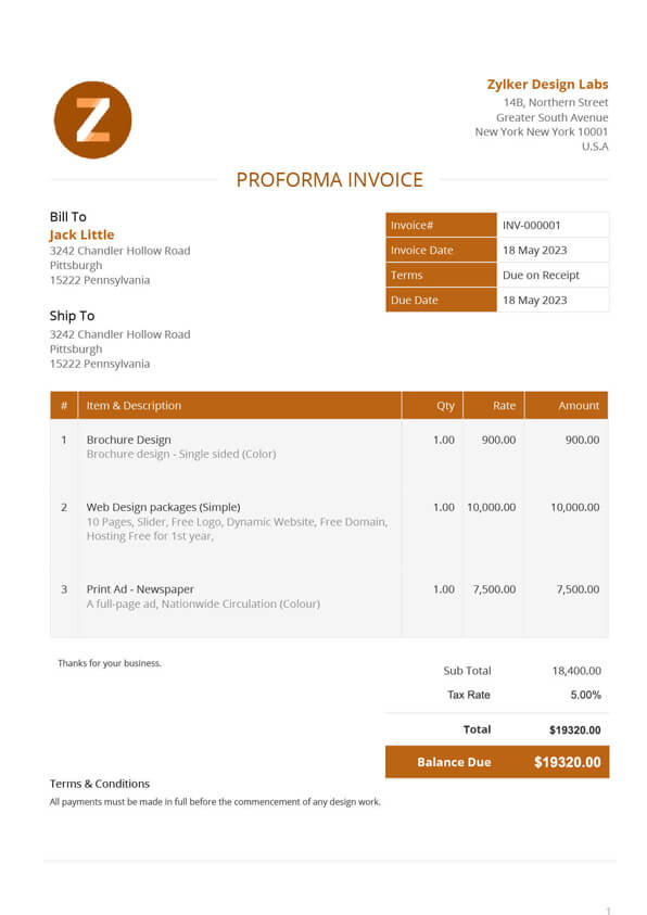 Free Pro Forma Invoice Template | Generate Proforma Invoices | Zoho Invoice