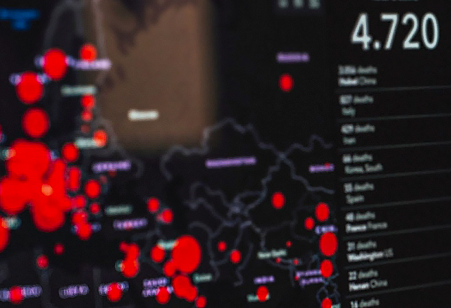 Close-up of monitor tracking an earthquake