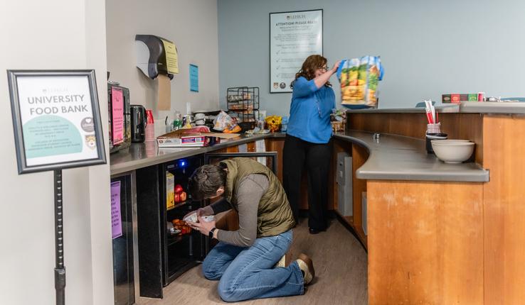 food pantry being stocked