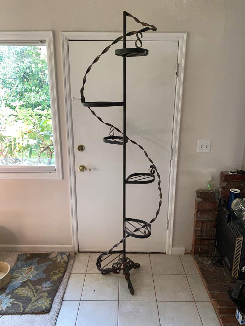 Lot # 27 - Tall Wrought Iron Spiral Plant Stand  (main image)