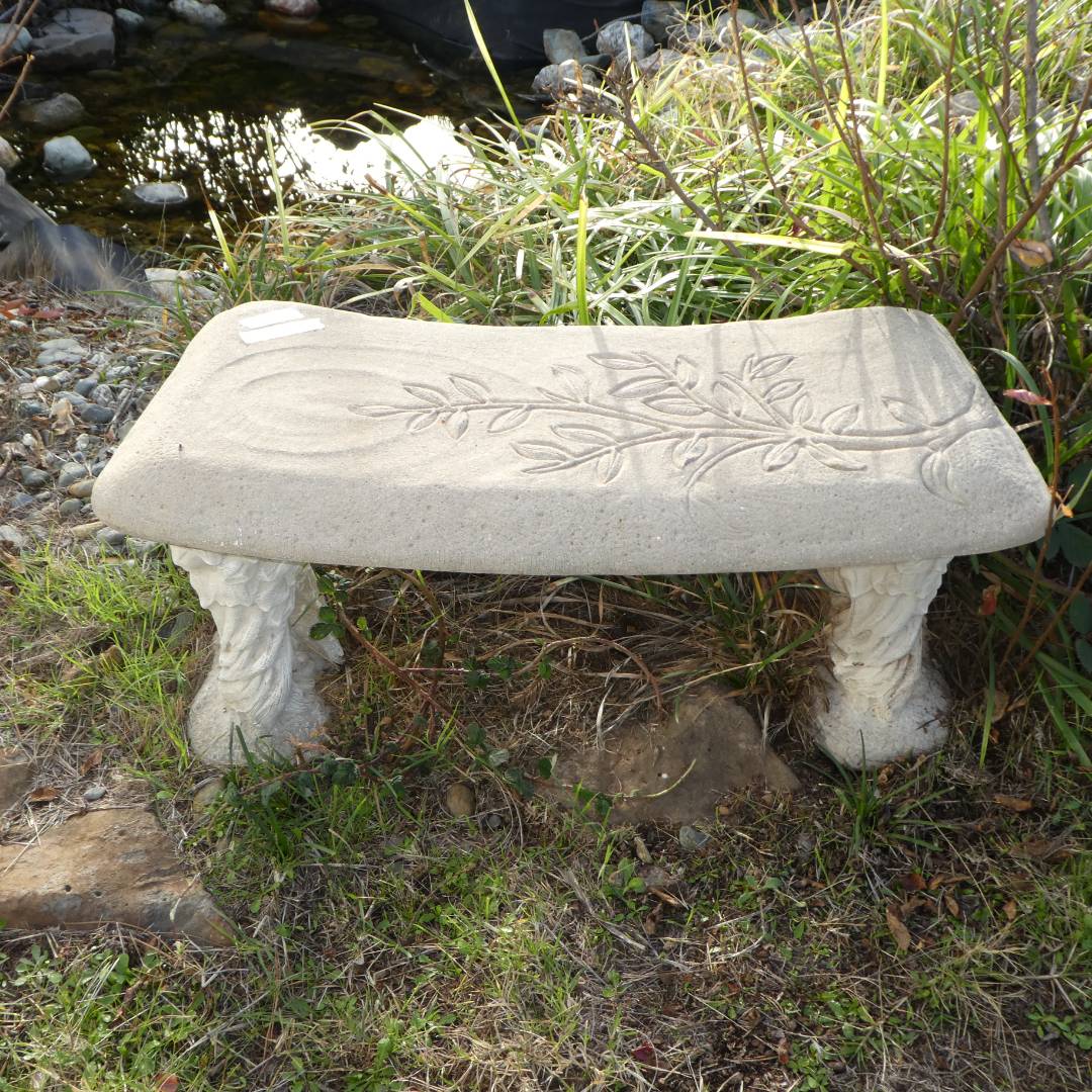 Lot #83 - Small Cement Garden Bench (3 Pieces)  (main image)