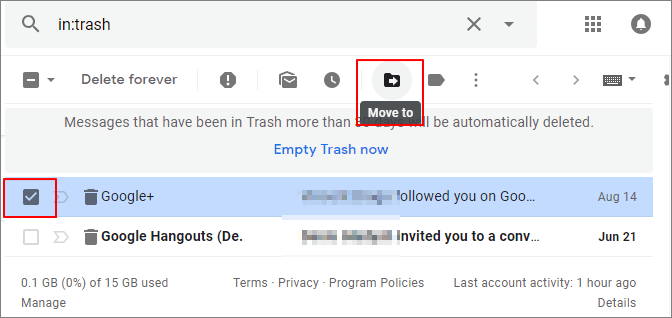 Recover deleted emails from Gmail