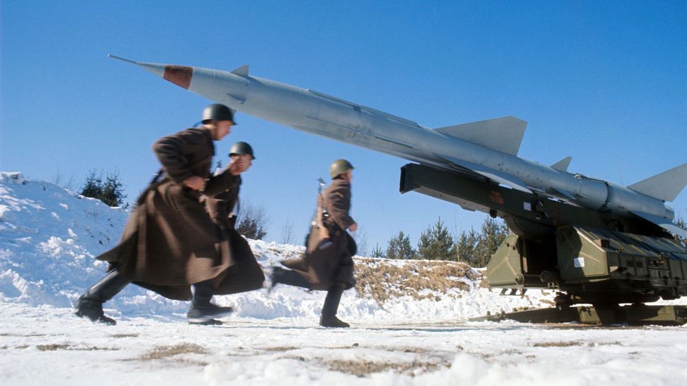 Soviet soldiers participate in a military exercise in the early 1980s (Credit: Getty Images)