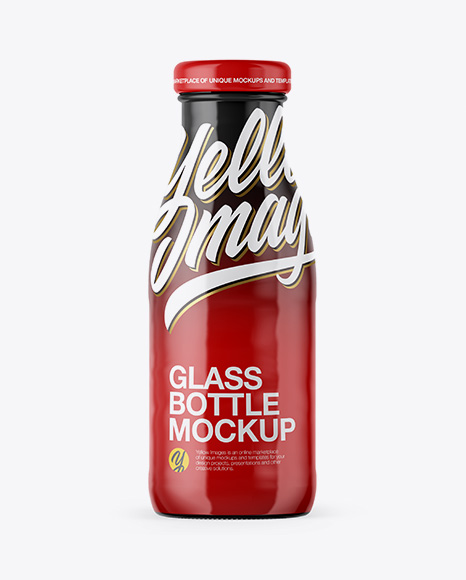 Glass Bottle in Glossy Shrink Sleeve Mockup - Front View