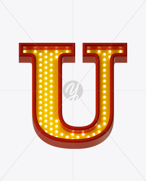 Letter U from Neon Play Fon on Yellow Images Creative Fonts