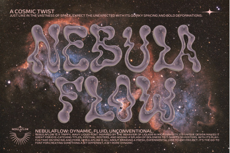 The Nebula Flow Font - chrome typeface - Bubble font