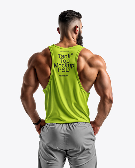 A Muscular Man Wearing a Tank Top and Sweatpants Mockup - Tank top mockup