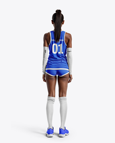 Black Woman Wearing a Full Volleyball Kit Mockup - Tank top mockup