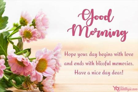 Pink Flowers Good Morning Greeting Cards Online Free