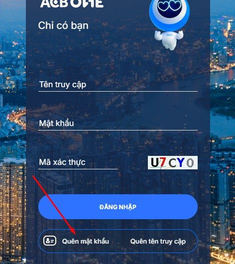 2 cách lấy lại mật khẩu truy cập ACB ONE khi bị quên