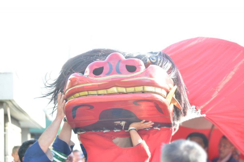 仏生山ちきり神社大祭に舞う大獅子「舟岡大獅子」 – Funaoka Big Lion Dance at Busshozan