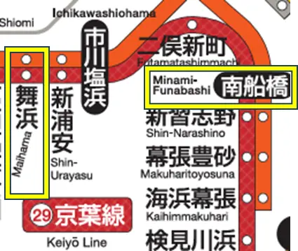 京葉線路線図の一部