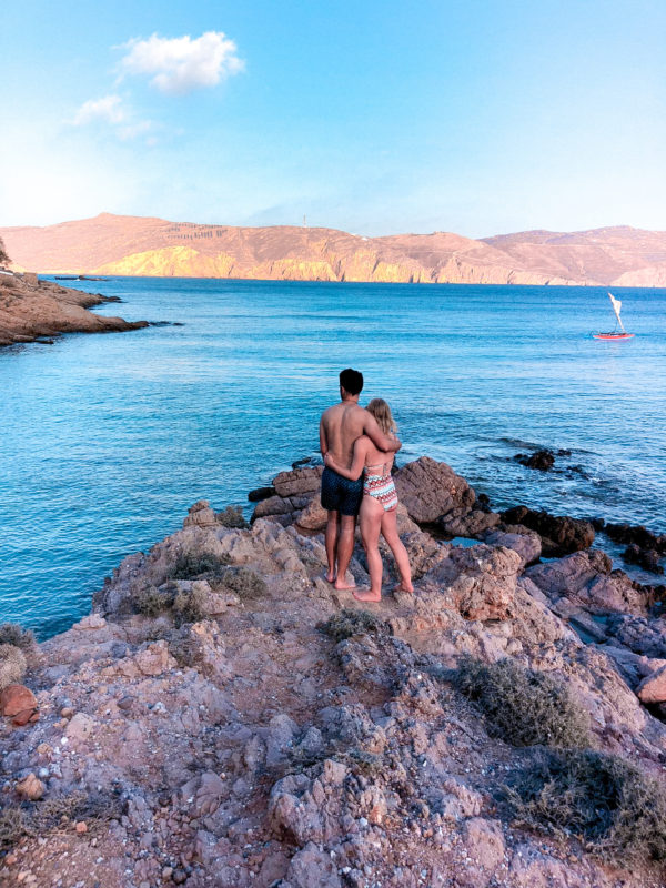 Views from the rocks at Agios Sostis Beach in Mykonos - Greece